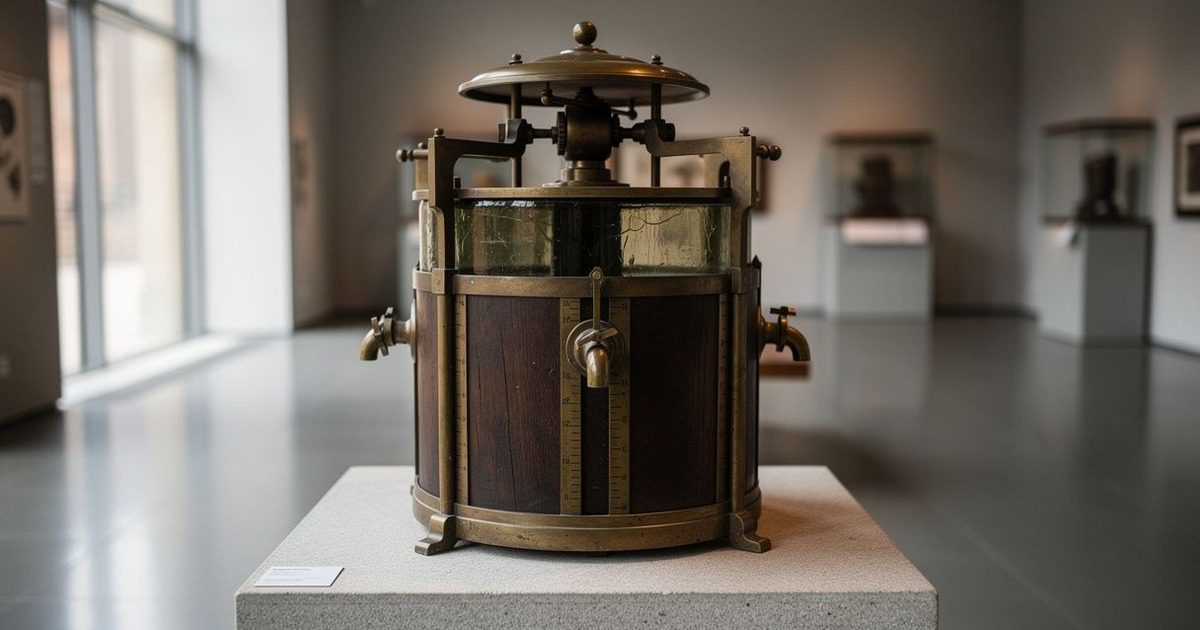 A vessel-based timekeeping device on display.
